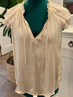 Banana Republic Cream White V Neck Tie Blouse XS